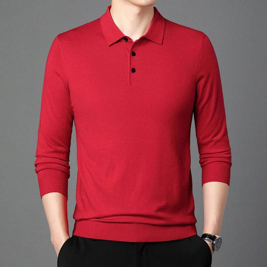 Men's Polo Knitted Long Sleeve Shirt by GJG Denim