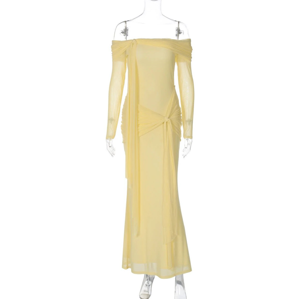 Women's Off-shoulder Slim-fit Lace Up Dress by GJG Denim