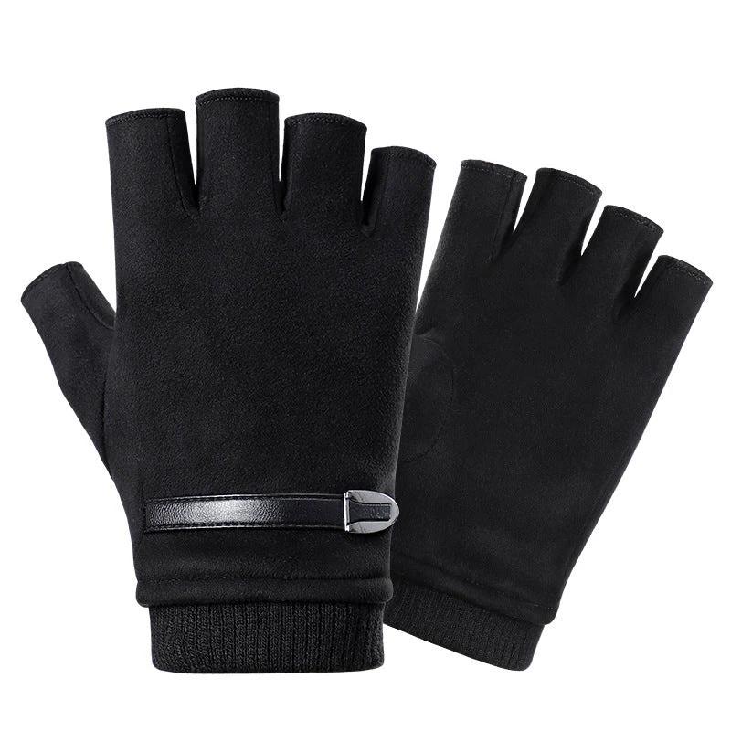 Half Finger Gloves Suede Finger Sports Outdoor Riding by GJG Denim