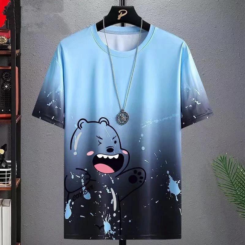 Gradient Half-length Sleeve Versatile Casual T-shirt For Men by GJG Denim