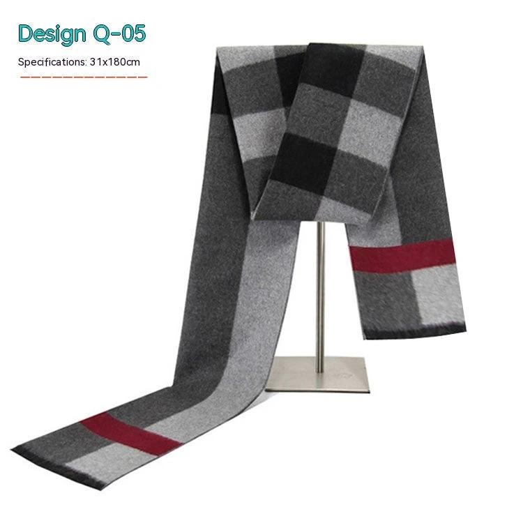 Men's Striped Winter Warm Artificial Cashmere Scarf For Men by GJG Denim