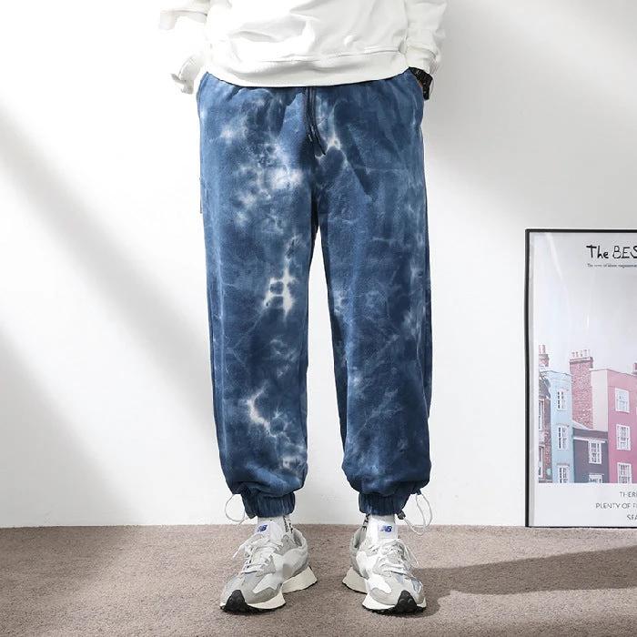 Men's Elastic Waist Drawstring Ankle-tied Sweatpants by GJG Denim