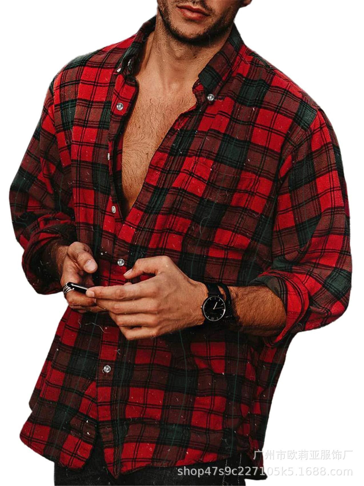 Men's Long Sleeve Plaid Shirt by GJG Denim