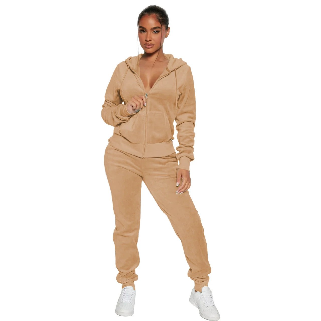 Women's Casual Silver Fox Fur Top And Pants Two-piece Set by GJG Denim