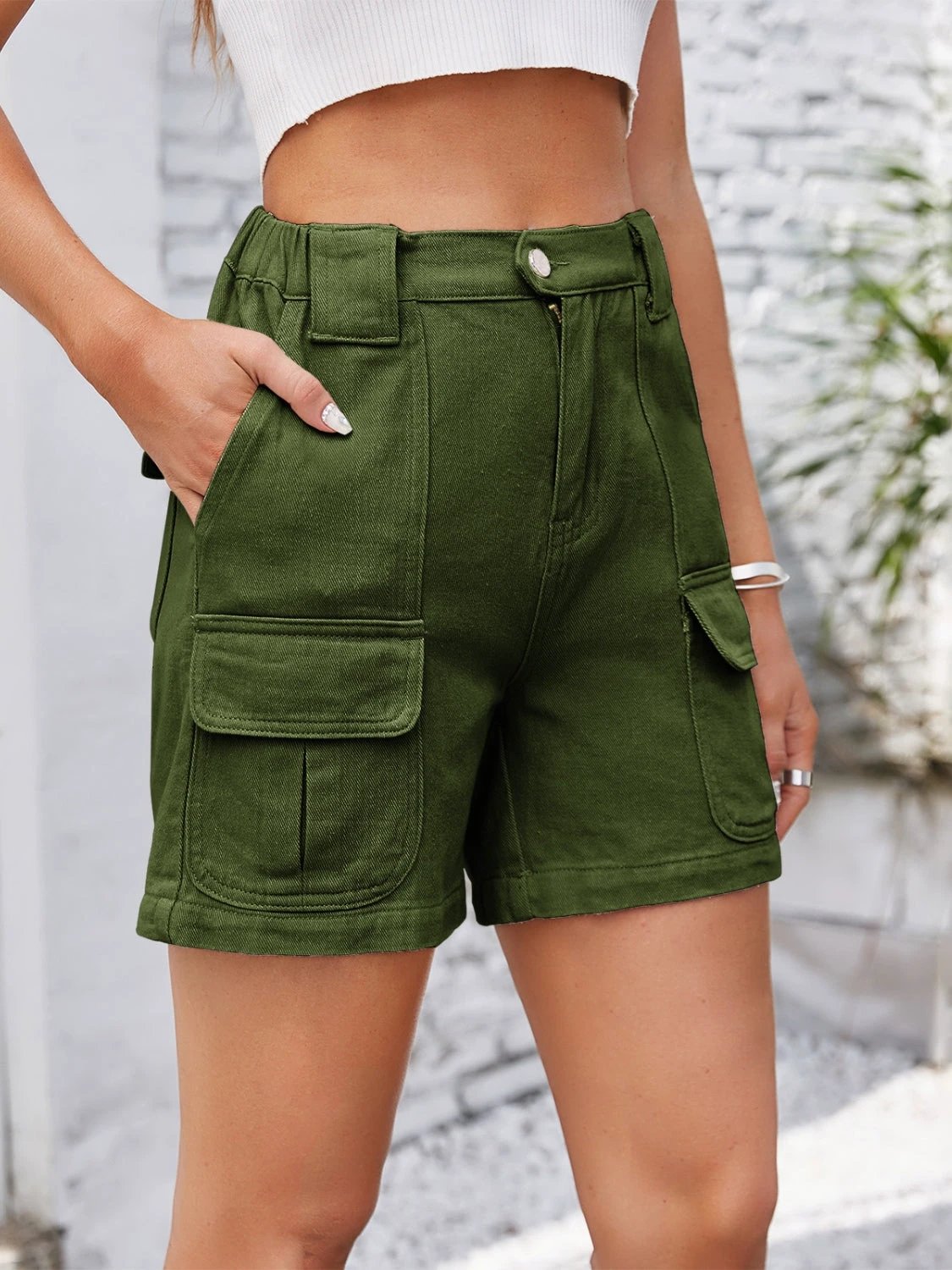 High Waist Washed Denim Shorts by Lady Ros
