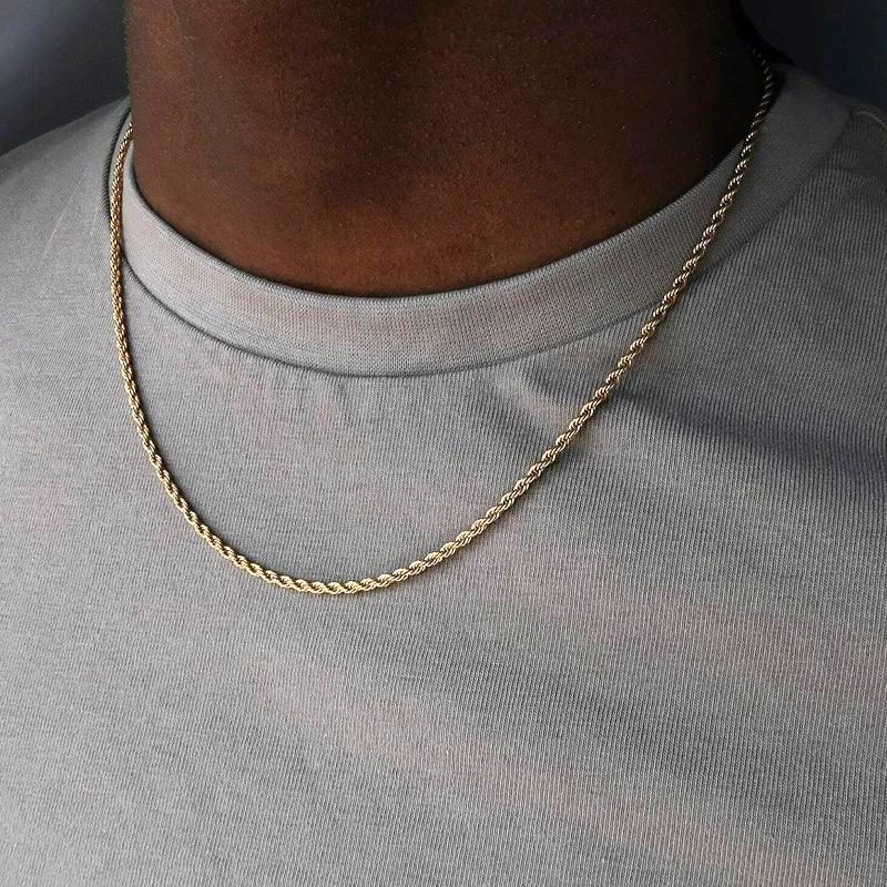 Men's Steel Figaro Cuban Chain Necklace by GJG Denim