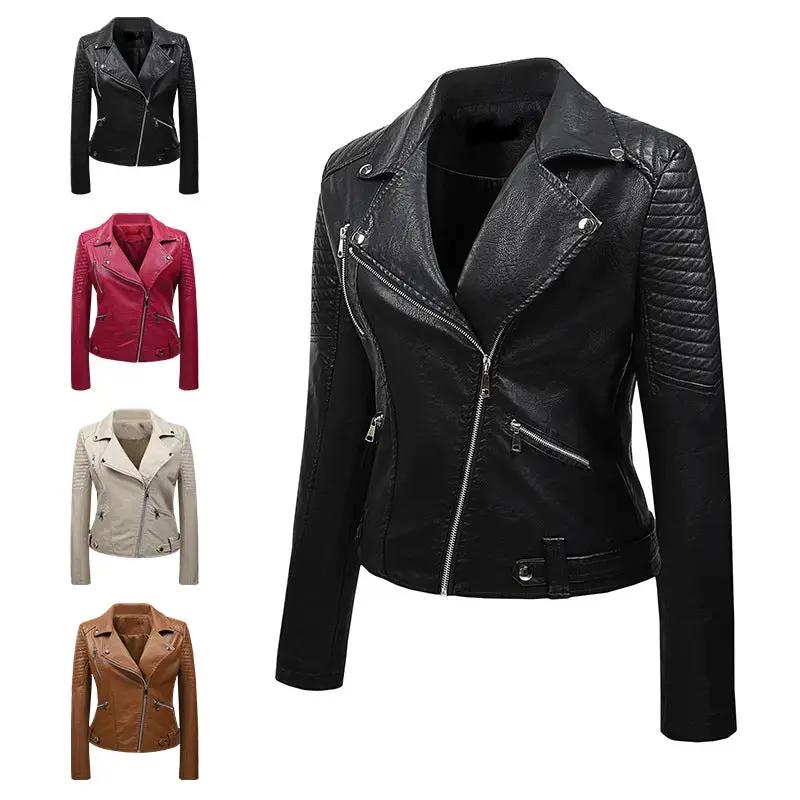 Korean-style Slim-fit Harajuku Student Biker Leather Jacket by GJG Denim