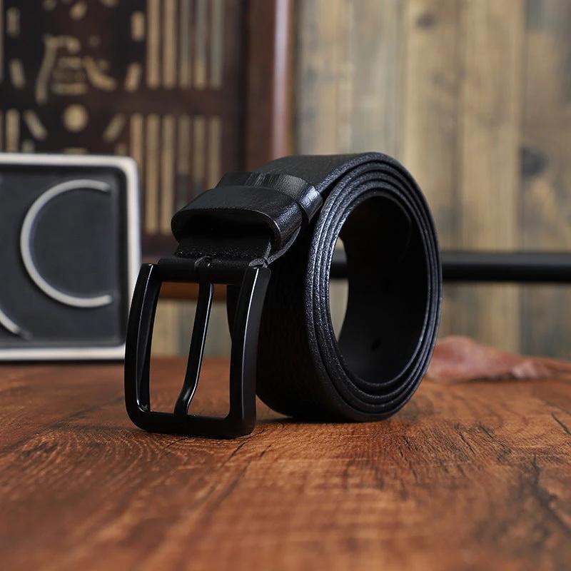Men's Alloy Pin-buckle Belt With Top-layer Cowhidenew Casual Style by GJG Denim