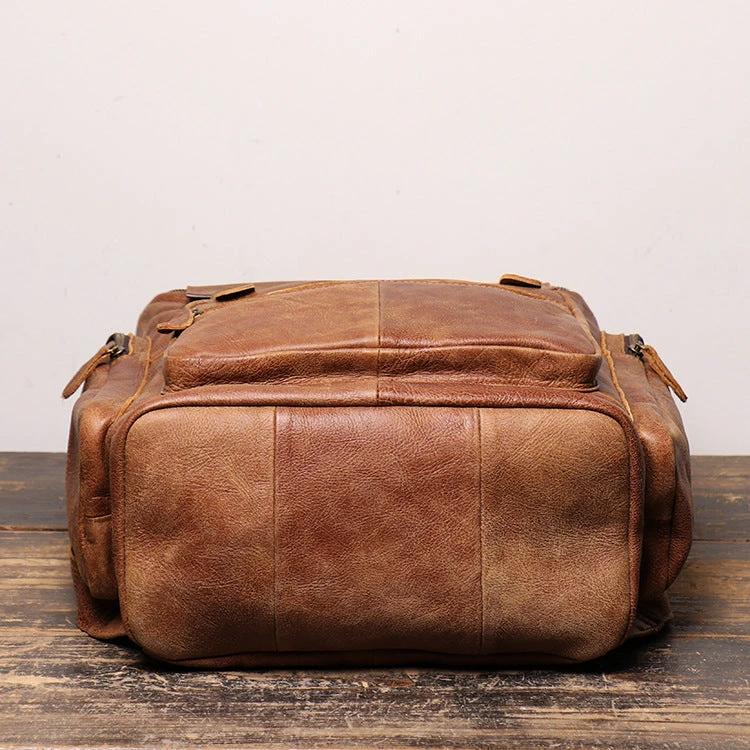 Retro Men's Genuine Leather Backpack by GJG Denim