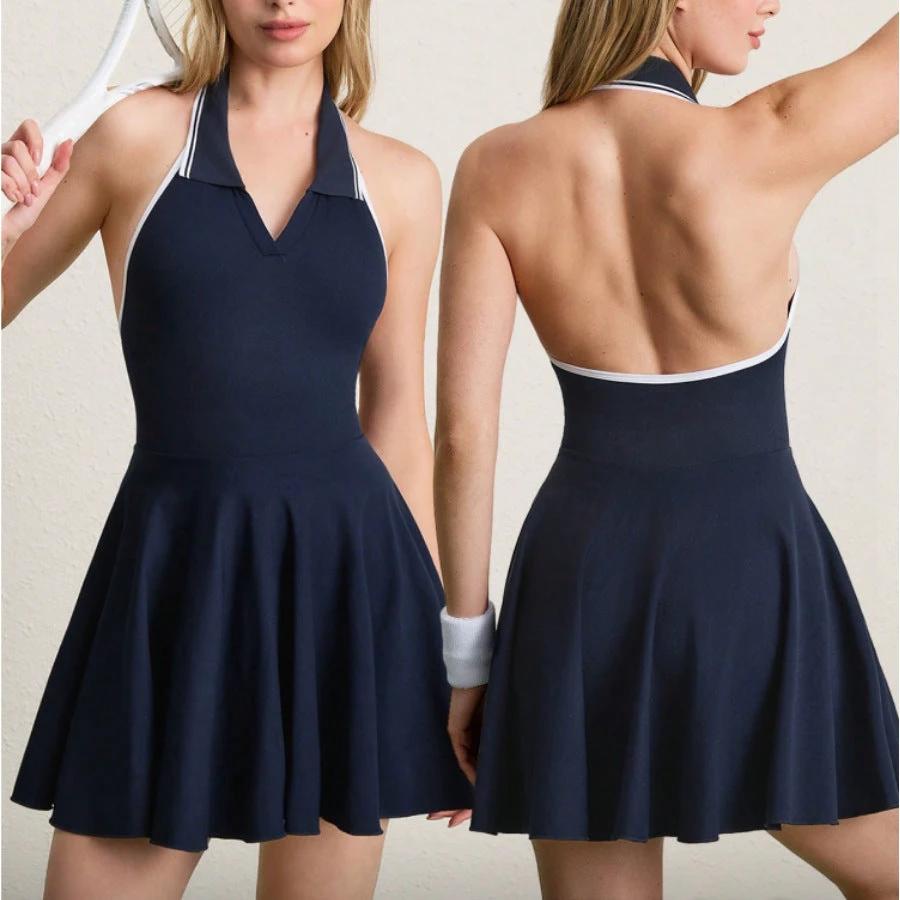 Seamless Tennis Skirt Sports Dress Anti-exposure Badminton Skirt by GJG Denim