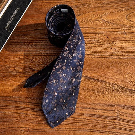 Three-fold Roll Wool Lining Handmade Tie Silk Jacquard Businese Suit Accessories by GJG Denim