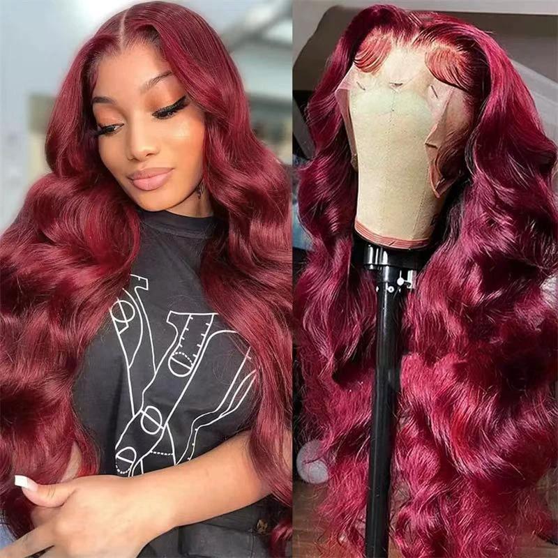 Wine Red Wig Hot Sale Front Lace by GJG Denim