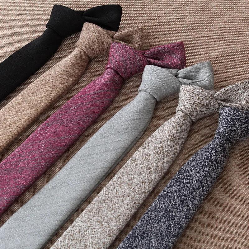 Solid Color Narrow Cotton Men's 6cm Tie by GJG Denim