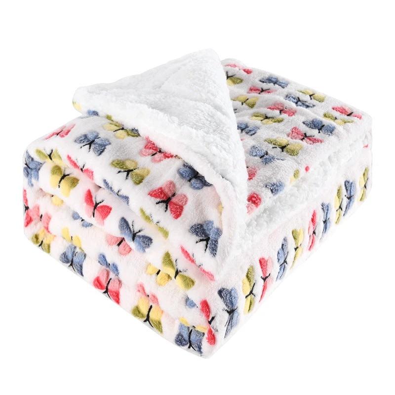 Thickened Flannel Lamb Wool Composite Double Leisure Blanket by GJG Denim