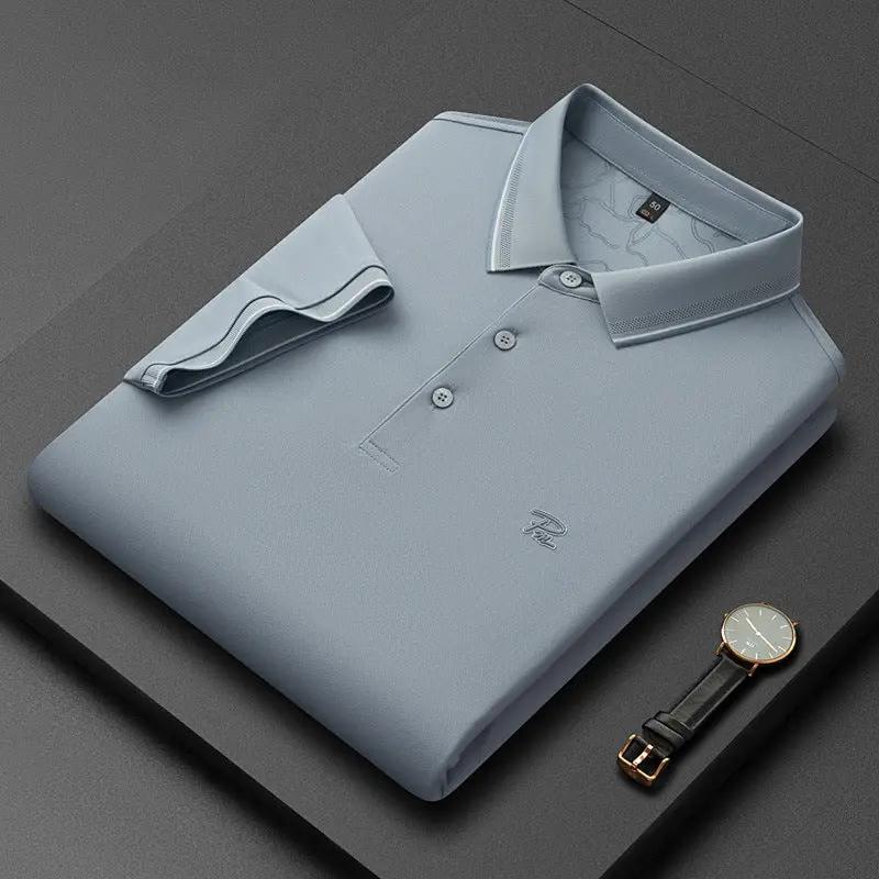 Men's Short-sleeve Lapel Solid-color Shirt by GJG Denim