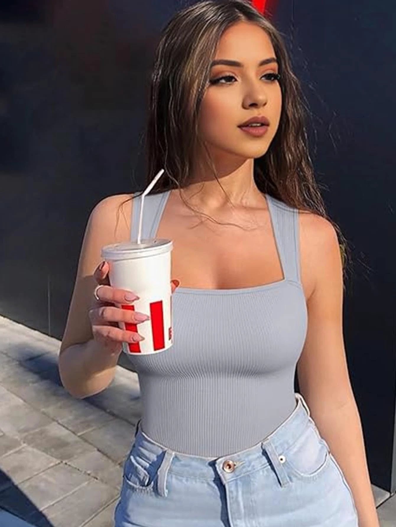 4 Pack Women body suit One Piece Bodycon Unitards Tummy Control Bodysuit Square neck by GJG Denim