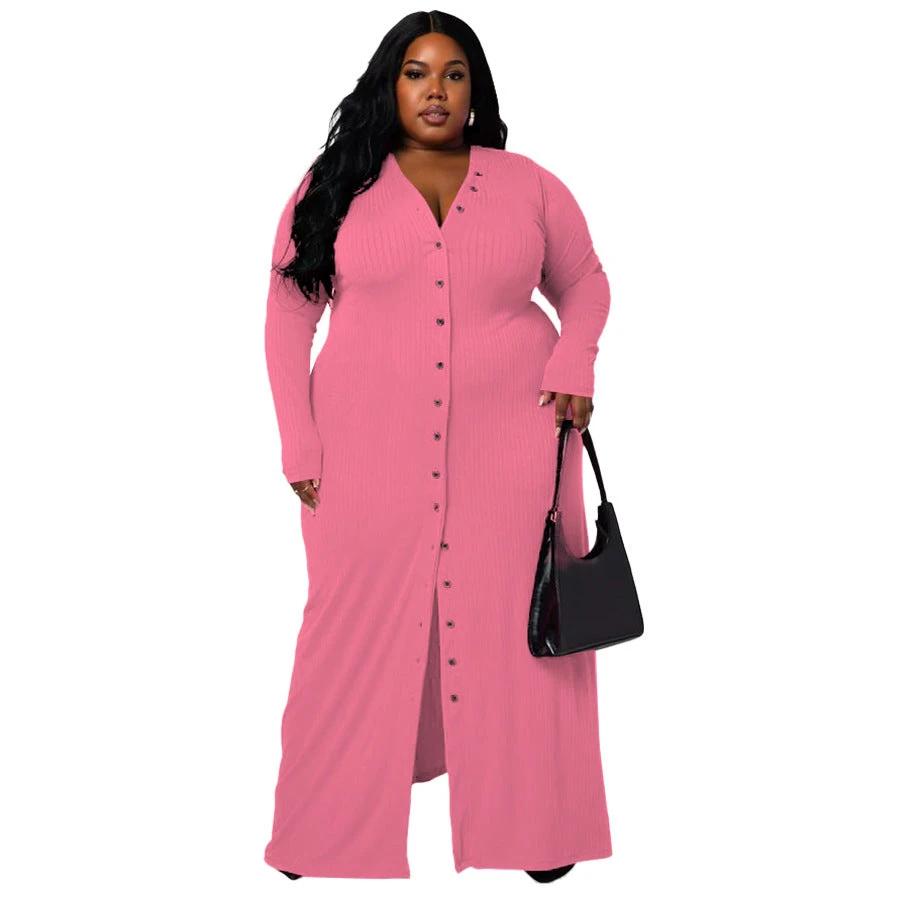 Plus Size Women's Sunken Stripe Split Dress by GJG Denim