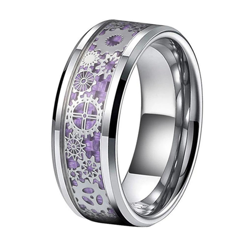 Stainless Steel Purple Gear Patch Ring For Men by GJG Denim