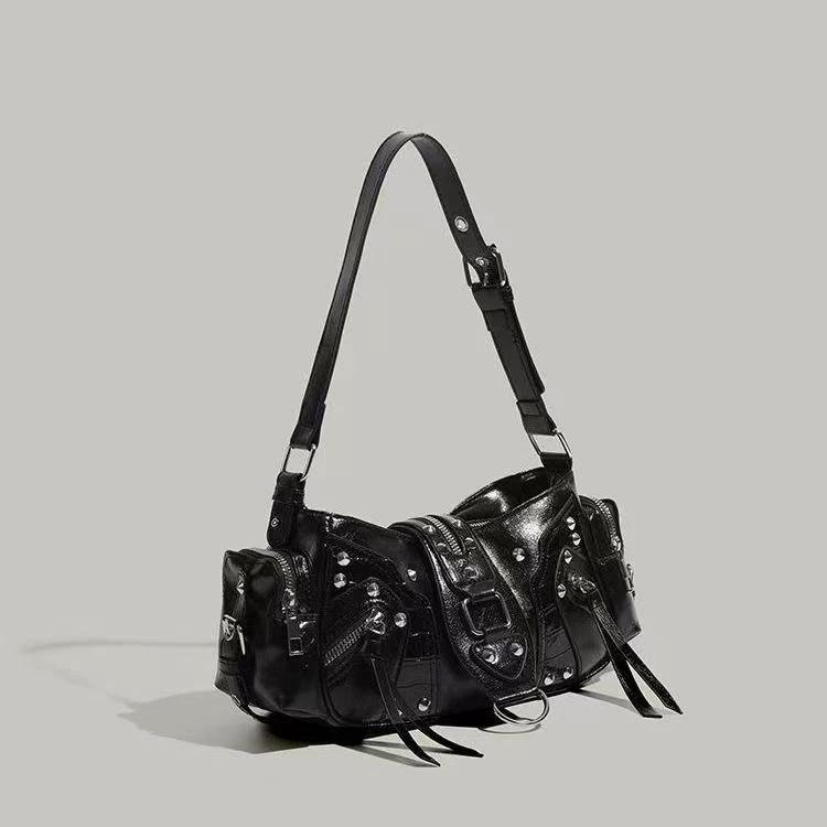 Edgy Y2k-style Single-shoulder Commuter Crossbody Biker Bag by GJG Denim