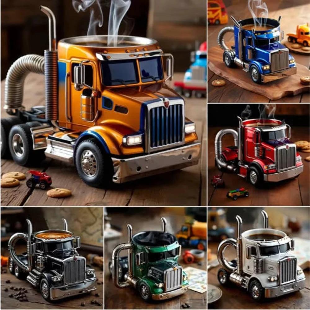 Durable Semi Truck Handcrafted Coffee Cup by GJG Denim
