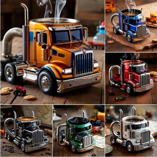 Durable Semi Truck Handcrafted Coffee Cup by GJG Denim