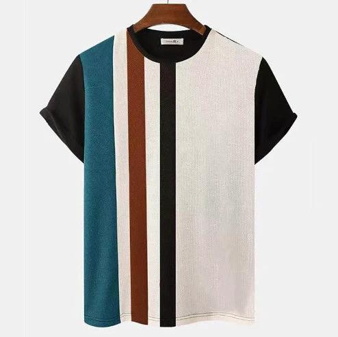 Striped 3D Printed Short Sleeve Shirt For Men by GJG Denim