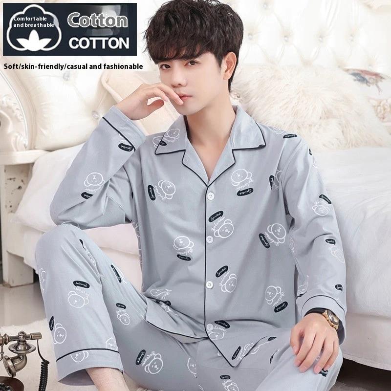 Men's Cotton Long-sleeved Pajamas by GJG Denim