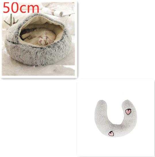 2 In 1 Dog And Cat Bed Pet Winter Bed Round Plush Warm Bed House Soft Long Plush Pets Bed Pet Products by GJG Denim