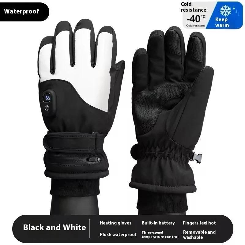 Men's Warm Thick Windproof Electric Heating Gloves by GJG Denim