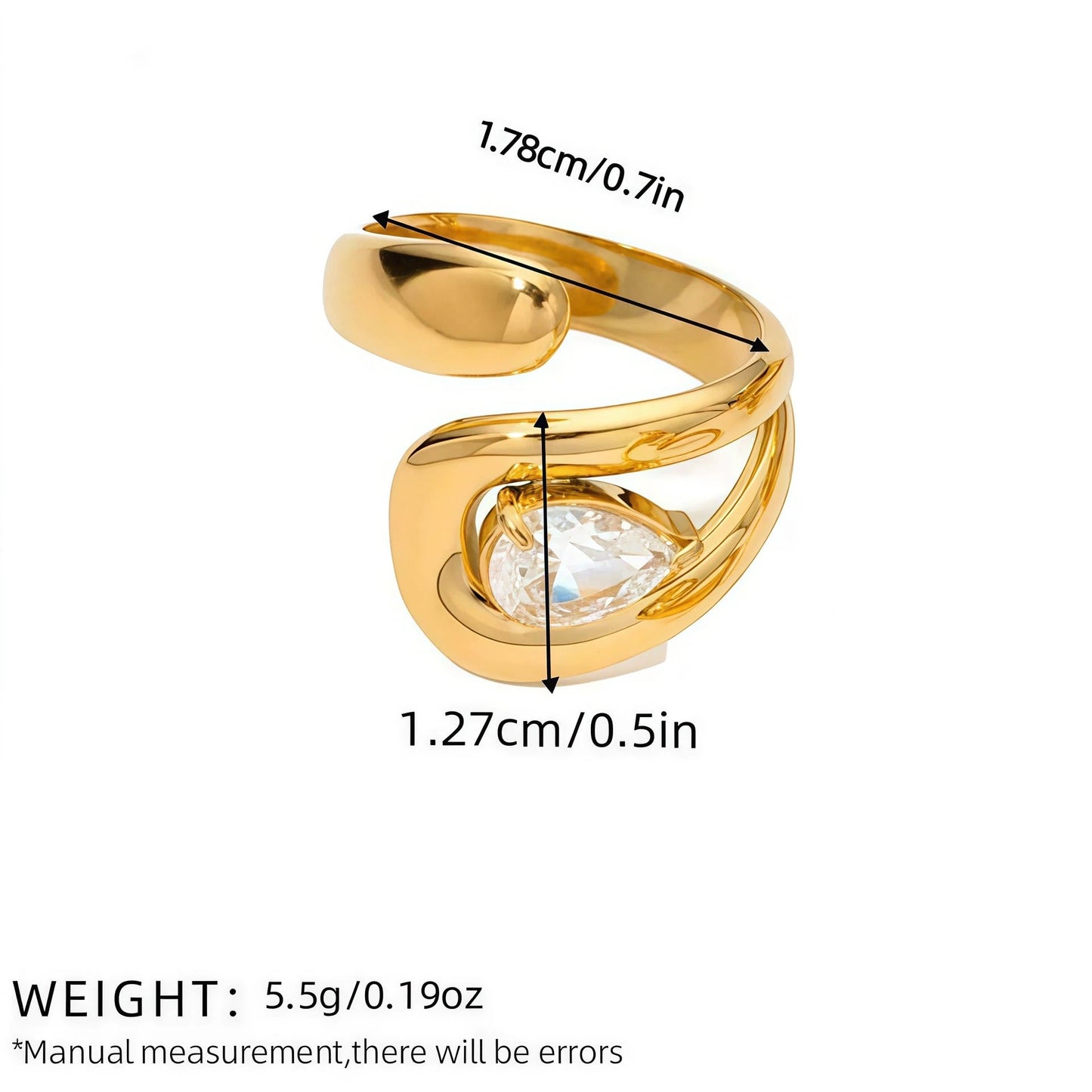 Retro Titanium Steel Ring Niche High-End Square Zircon Stainless Steel Jewelry Cross-Border Hot-Selling by GJG Denim