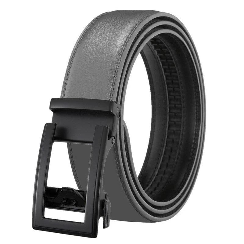 Men's Leather Belt Automatic Buckle Two-layer Cowhide Hollow by GJG Denim