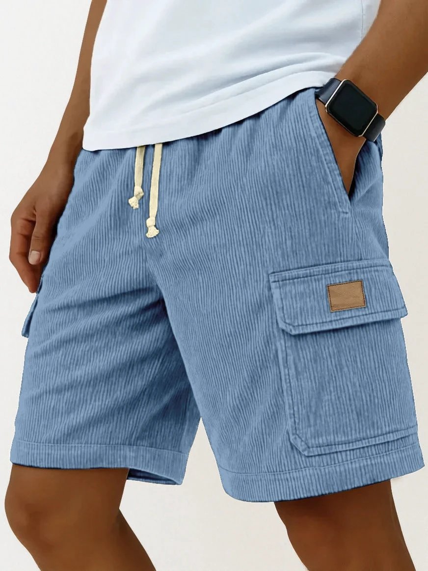 Mens Drawstring Corduroy Side-Pocket Shorts by GJG Denim