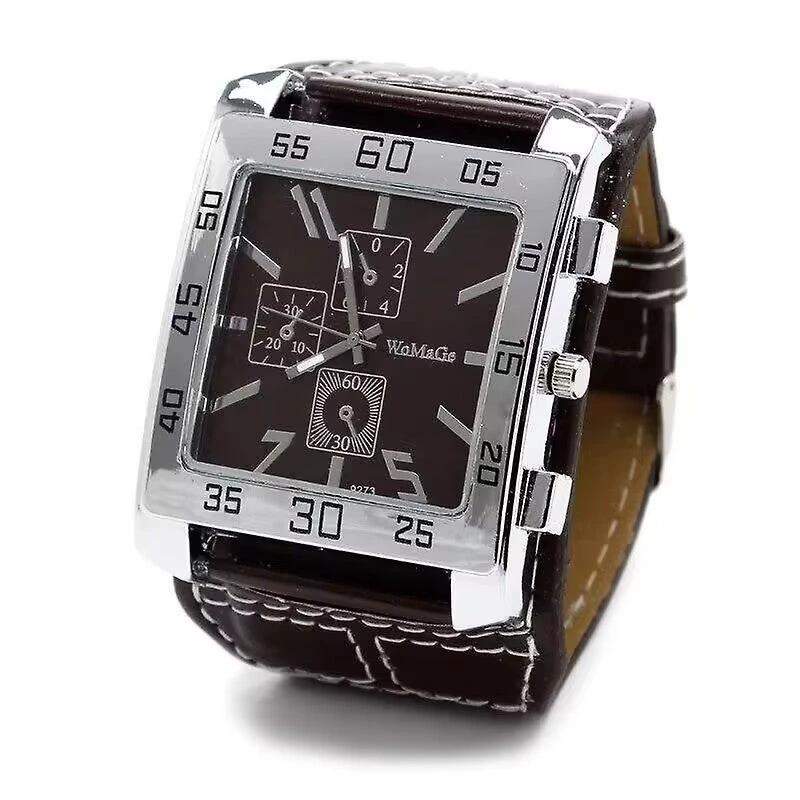 Men's Stylish And Cool Military-style Watch Square Dial Simulated Three-layer Design by GJG Denim