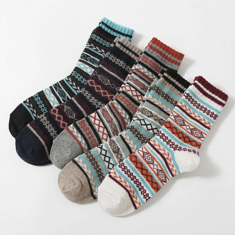 Retro Large Square Wool Socks For Men by GJG Denim