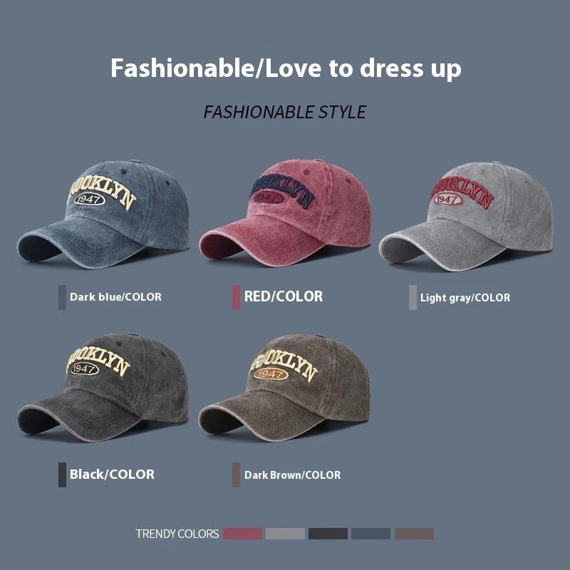 Men's Retro Washed Letters Embroidered Baseball Cap by GJG Denim