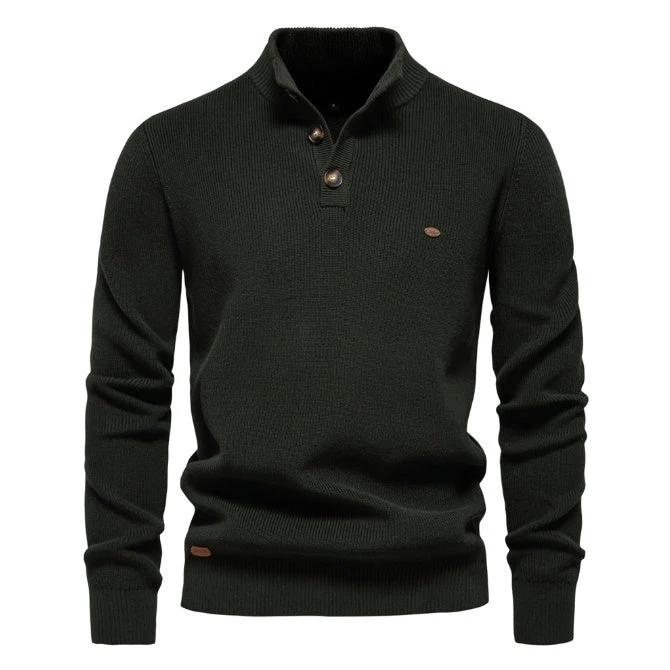 Men's Zipper Stand Collar Knitted Sweater Fashion Slim Solid Color Long Sleeve Half Turtleneck Top Men's Clothing by GJG Denim