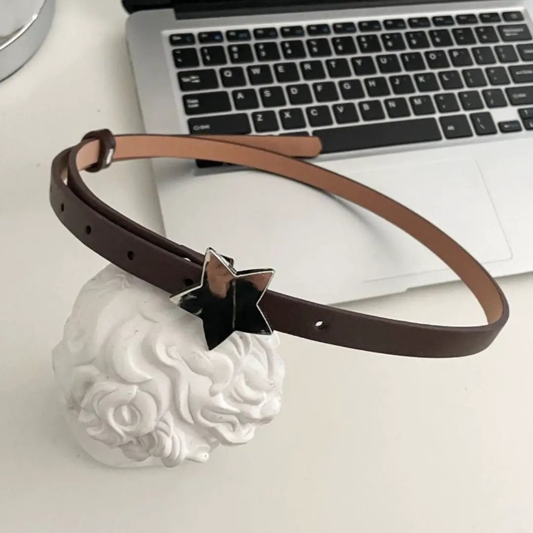 Womens Decorative Small Leather Fashionable Narrow Waist Belt by GJG Denim