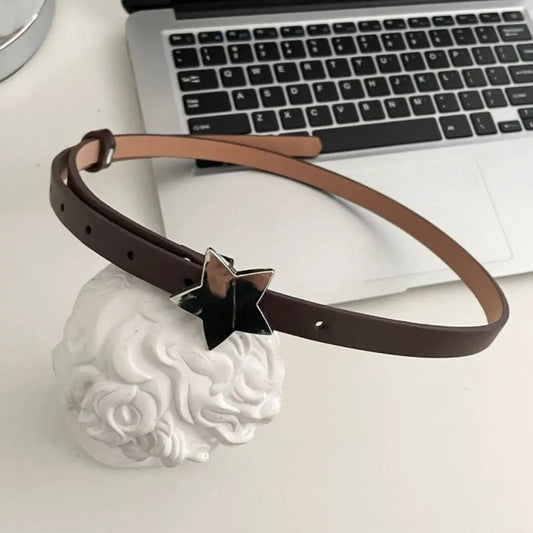 Womens Decorative Small Leather Fashionable Narrow Waist Belt by GJG Denim