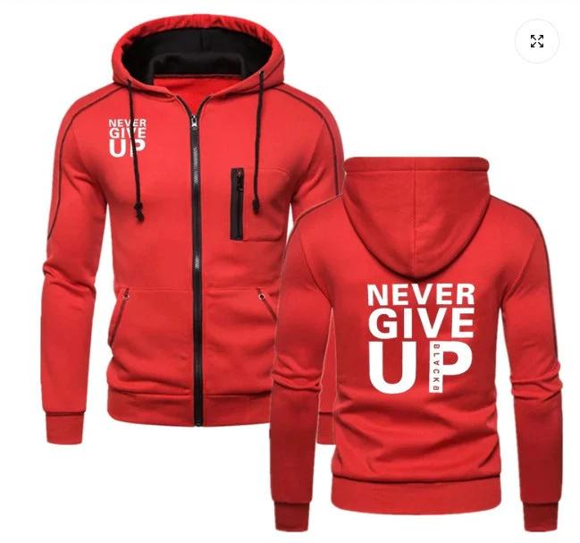 Men's "Never Give Up" Hoodies by GJG Denim