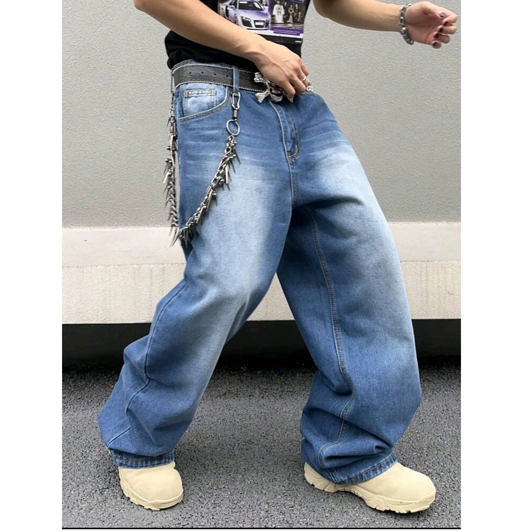 Men's Wash Loose Leg Jeans by GJG Denim