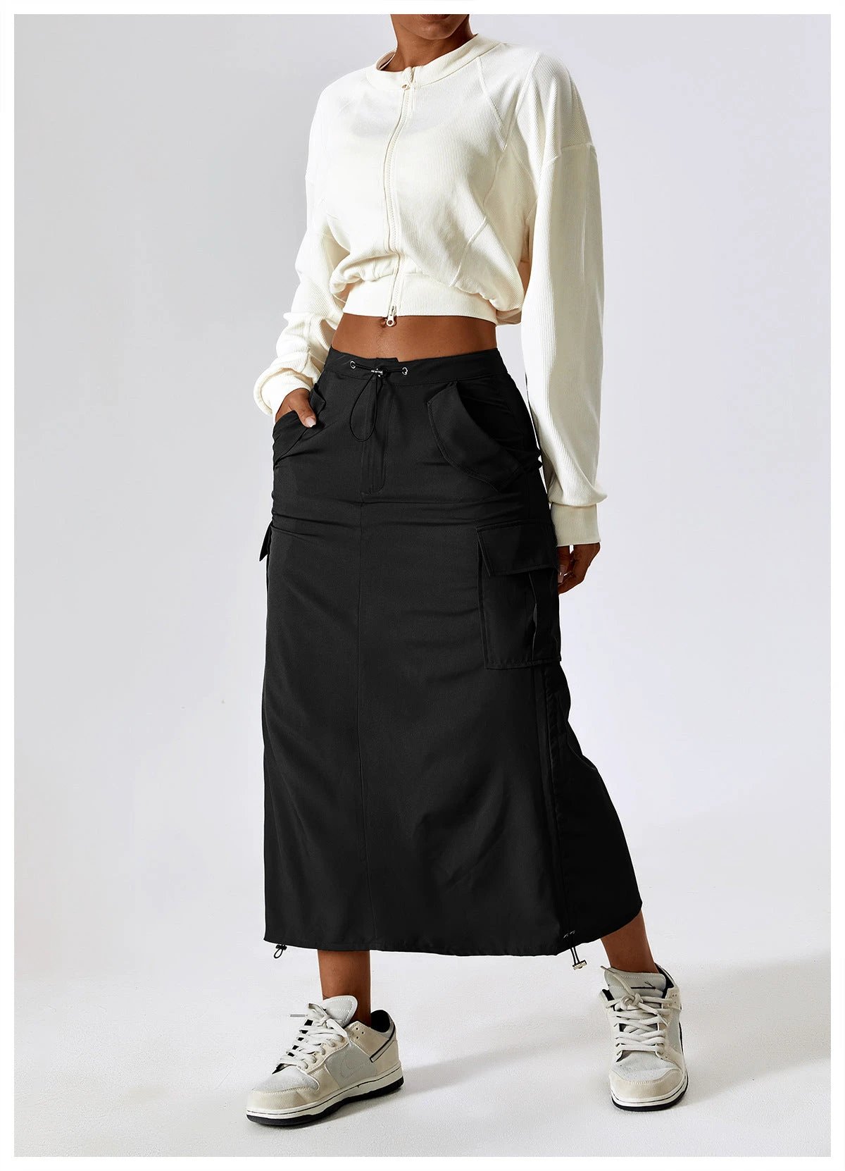 European And American Retro Suit Skirt Waist Sports Casual Skirt Mid-length All-matching Work Clothes Pocket Skirt by GJG Denim