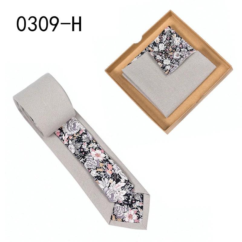 Men's Floral Print Tie and Pocket Square by GJG Denim