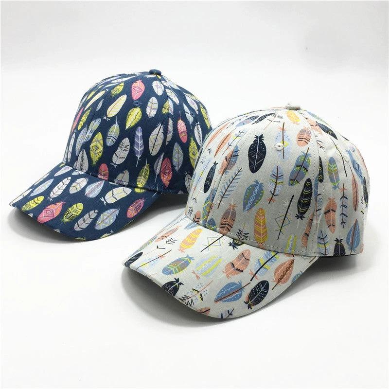 Women's Fashion Leaf Print Baseball Cap by GJG Denim