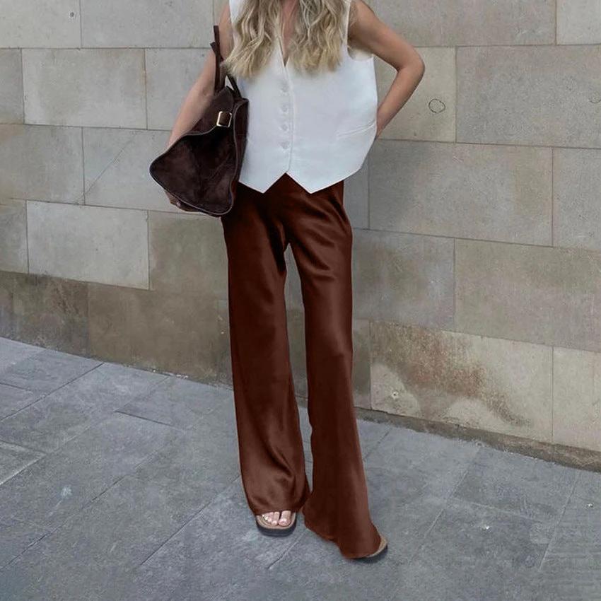 High-Waisted Lace-Up Wide-Leg Pants For Women by GJG Denim