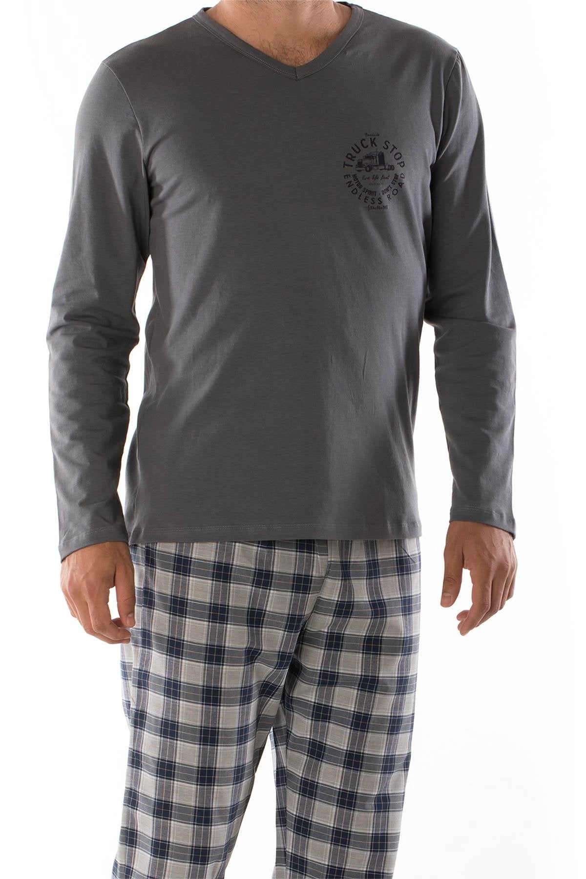 Men's Casual Long Sleeve Pajamas by GJG Denim