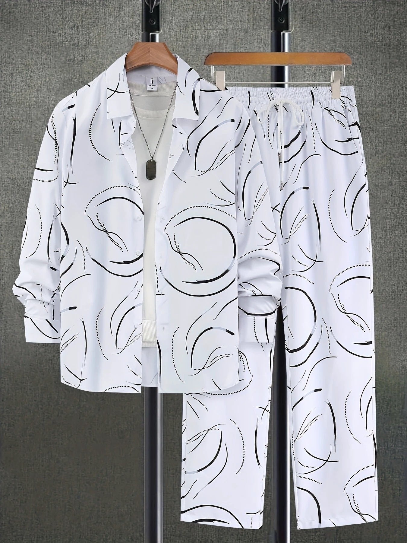 Fashion Trend Color Gradient Long Sleeve Shirt Trousers Suit by GJG Denim