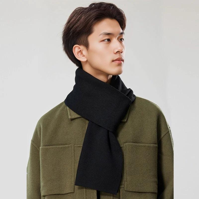 Solid-color Versatile Knitted Wool Scarf For Men by GJG Denim