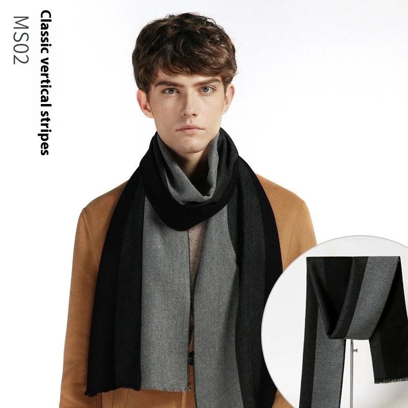 Simple Plaid Warm Keeping Artificial Cashmere Scarf by GJG Denim
