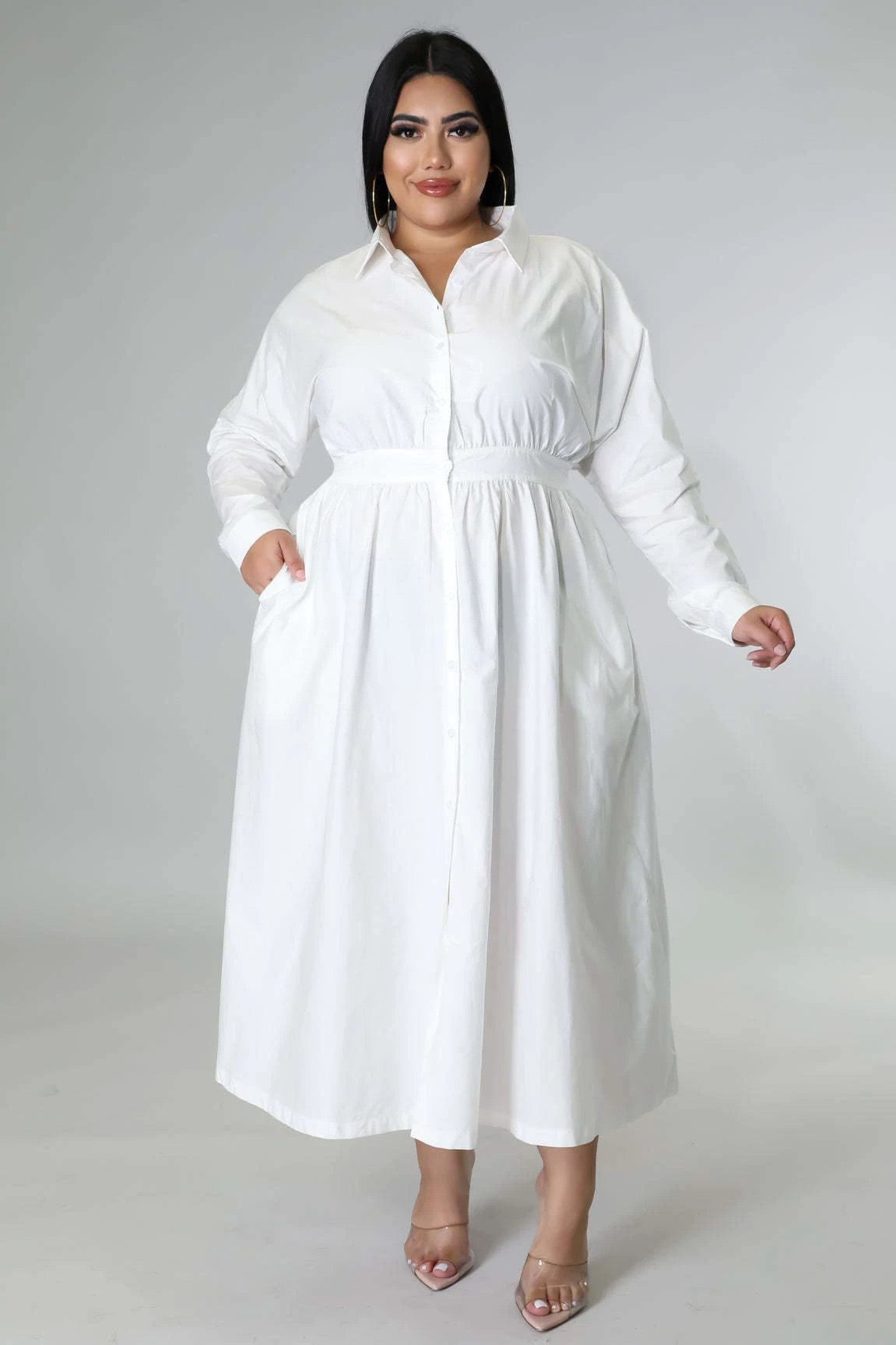 Fashion Plus Size Women's dress long V-neck by GJG Denim