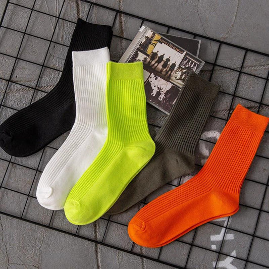 Men's Solid Color Sport Mid-calf Length Cotton Socks by GJG Denim